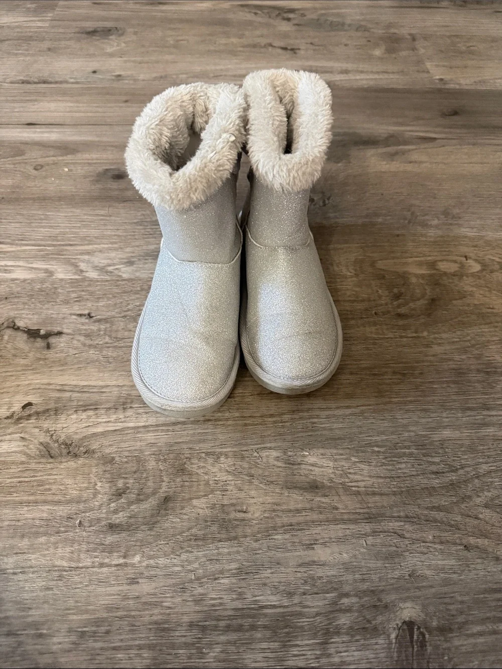 Kids Faux Fur Lined Winter Boots - Brown and Silver